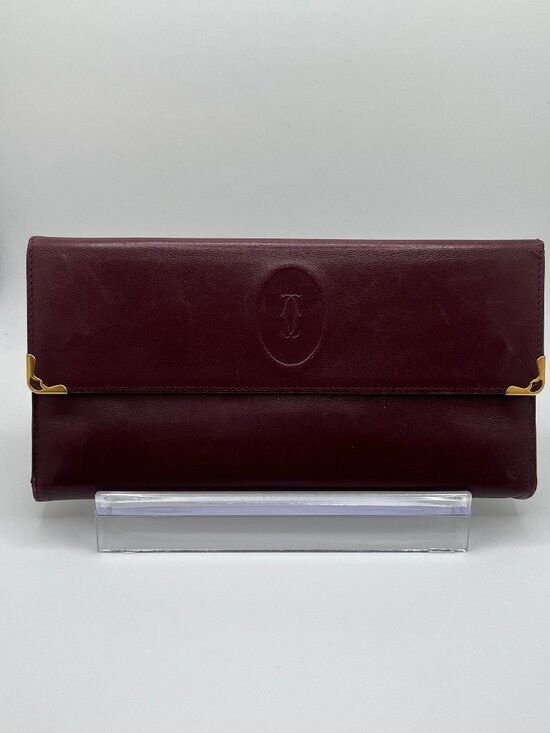 Cartier Handbags - Vintage Cartier Must Line Burgundy Kisslock Long Wallet